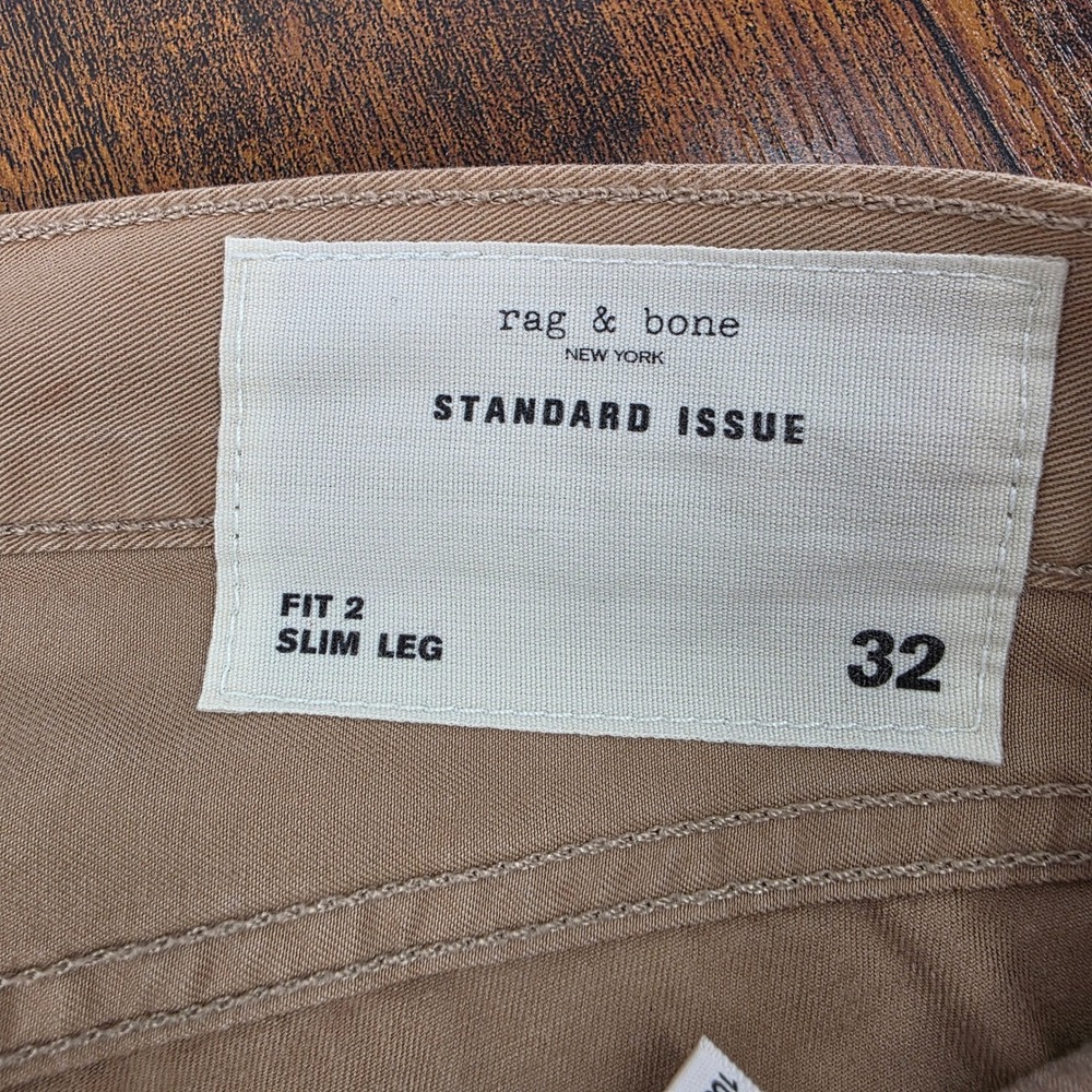 Rag & Bone Fit‎ 2 Slim Leg Pants Mens 32X34 Khaki Tan Cotton Chino - Picture 4 of 8